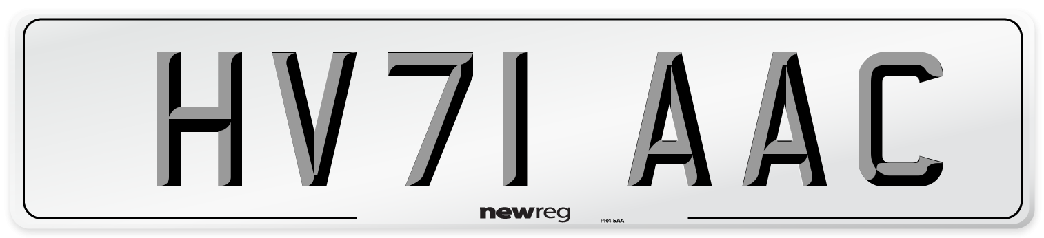 HV71 AAC Number Plate from New Reg